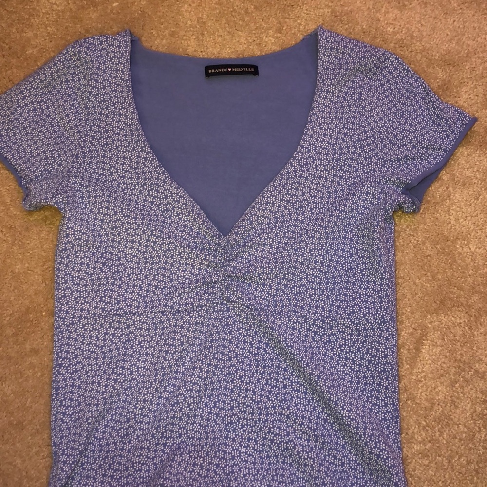 brandy melville floral gina top blue